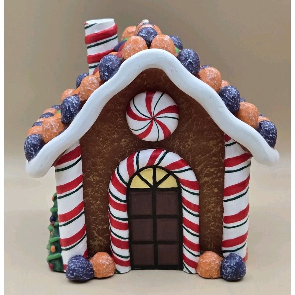 Gingerbread House Candle Decor Candy Land Heavy NEW Holiday Christmas 7" Tall